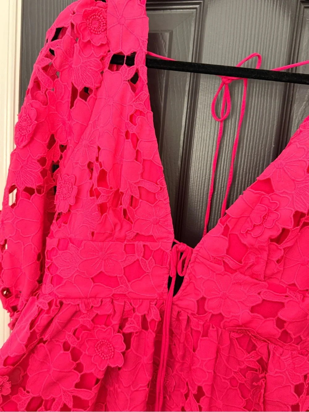 Storia | Hot Pink Floral Lace Mini Dress